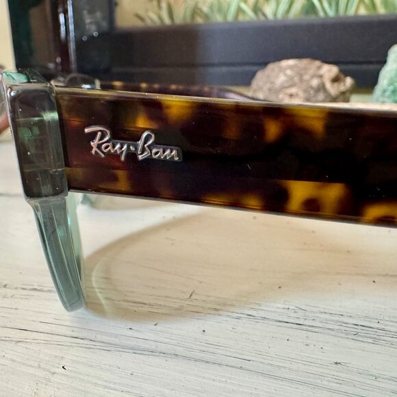 Ray-Ban Mega Hawkeye RB0298 tortoise & green w/ grey lens unisex sunglasses, EUC - Picture 8 of 11